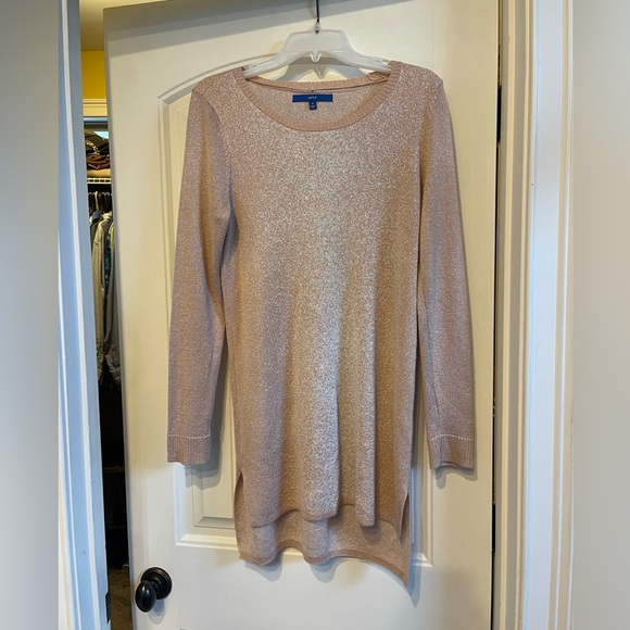 Blush pink sparkly tunic sweater, high low, long sleeves - Picture 1 of 4